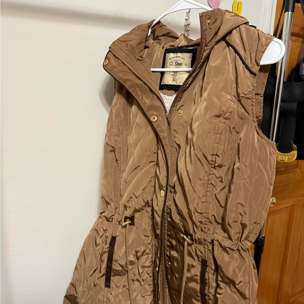 Ci Sono Tan Quilted Vest